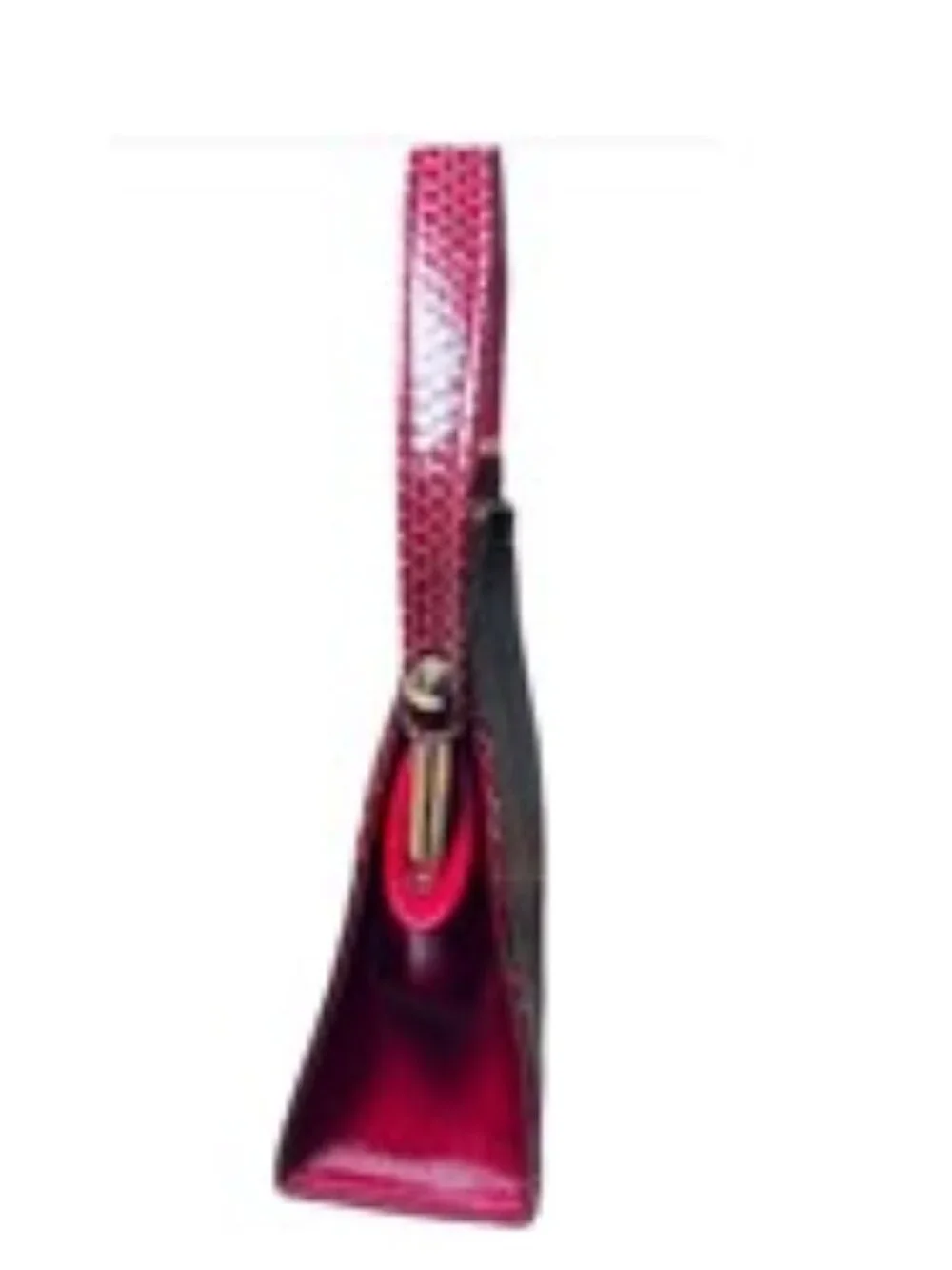Unbranded Vintage Genuine Python Snakeskin Leather Bag Burgundy Red Black EUC